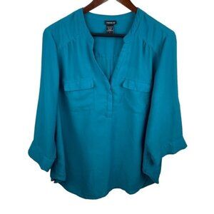Torrid | Teal Harper Popover 3/4 Sleeve Blouse
